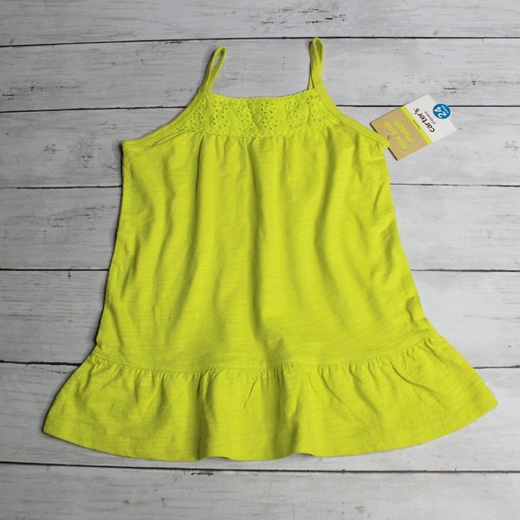 Carter's Baby Girl Summer Tunic Top Size 24 Months Lime Green Eyelet - Picture 2 of 7